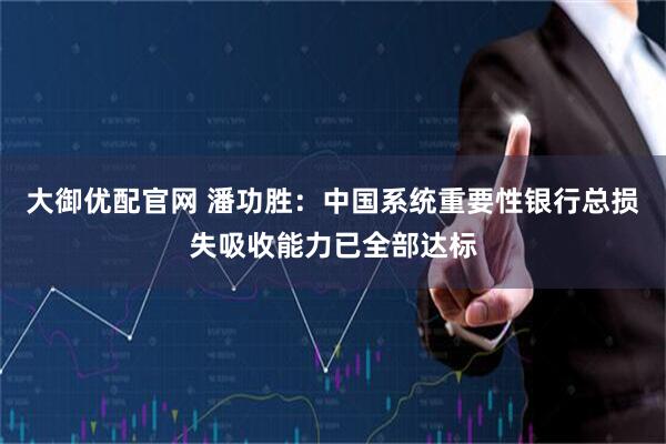 大御优配官网 潘功胜：中国系统重要性银行总损失吸收能力已全部达标