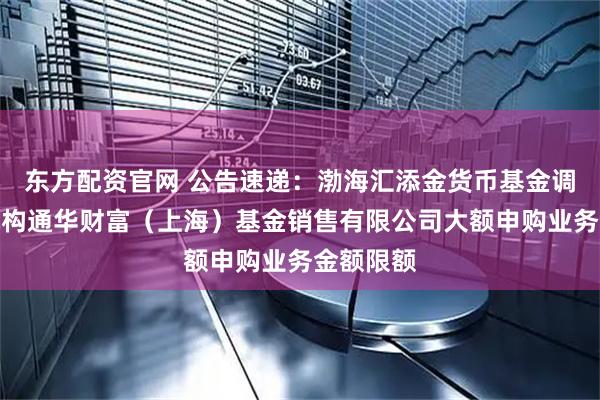 东方配资官网 公告速递:渤海汇添金货币基金调整代销机构通华财富(上海)基金销售有限公司大额申购业务金额限额