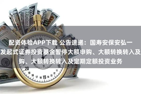 配资体验APP下载 公告速递：国寿安保安弘一年定期开放债券型发起式证券投资基金暂停大额申购、大额转换转入及定期定额投资业务
