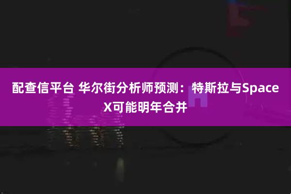 配查信平台 华尔街分析师预测：特斯拉与SpaceX可能明年合并